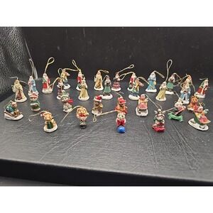 Lot Of 31 Christmas Victorian Figures Ornament People Village 1" Miniature Santa
